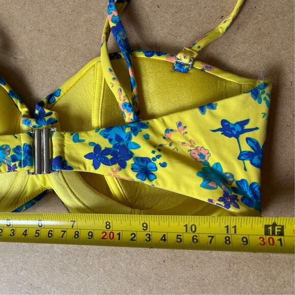 H&M Yellow Floral Print Bikini Top Size 36D - Picture 5 of 5
